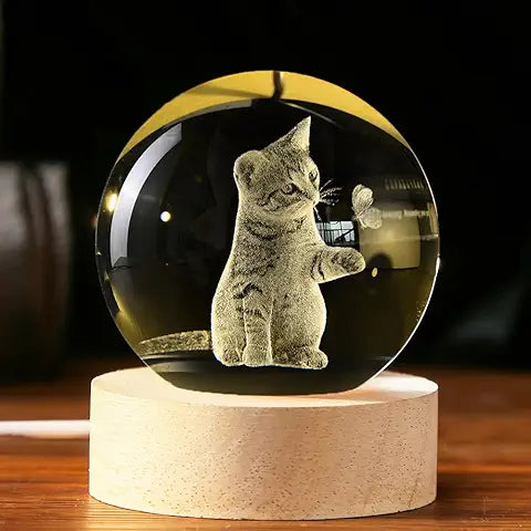 Veilleuse Sphère en Cristal 3D - Lumière LED Multicolore